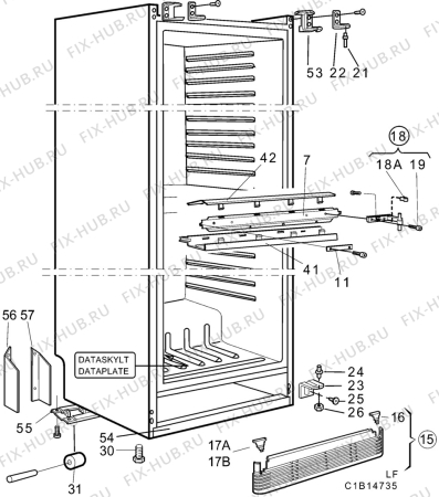 Взрыв-схема холодильника Asko KS72 - Схема узла C10 Cabinet